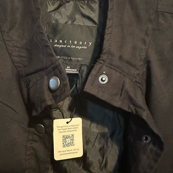 NWT Sanctuary Lined Black Matte jacket with pockets. Snap front - Picture 2 of 5